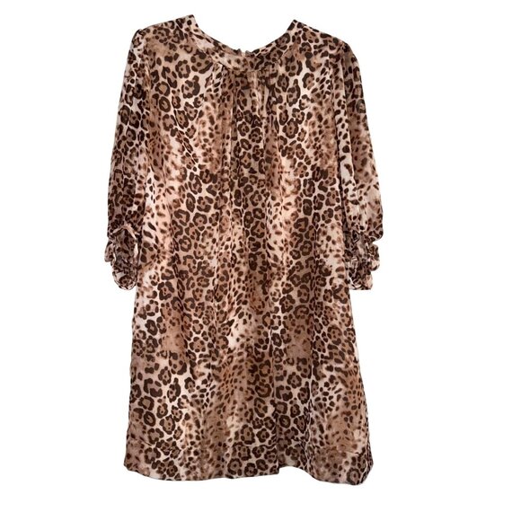 Eva Mendes New York & Company Leopard Print Dress L Long Sleeve Polyester - Picture 1 of 10